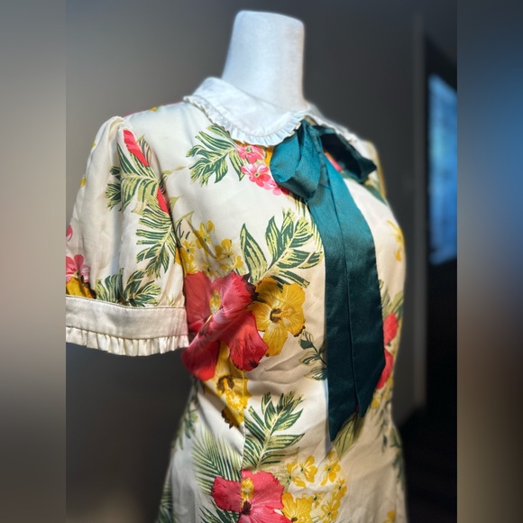 Babydoll Dress Floral  Collared dress tropical  sexy babydoll dress woman size m - Picture 8 of 9